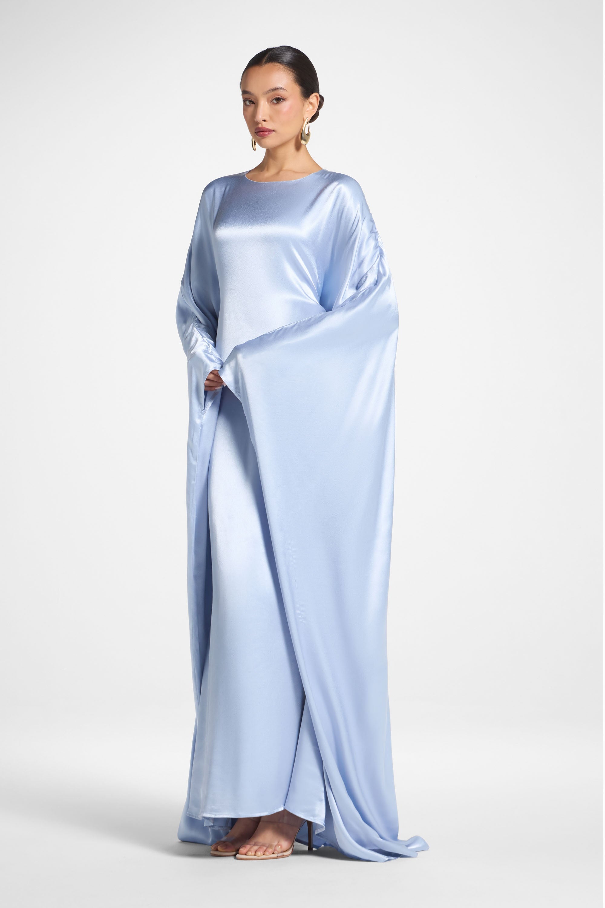 Selene Silk Butterfly Maxi Dress - Pastel Blue