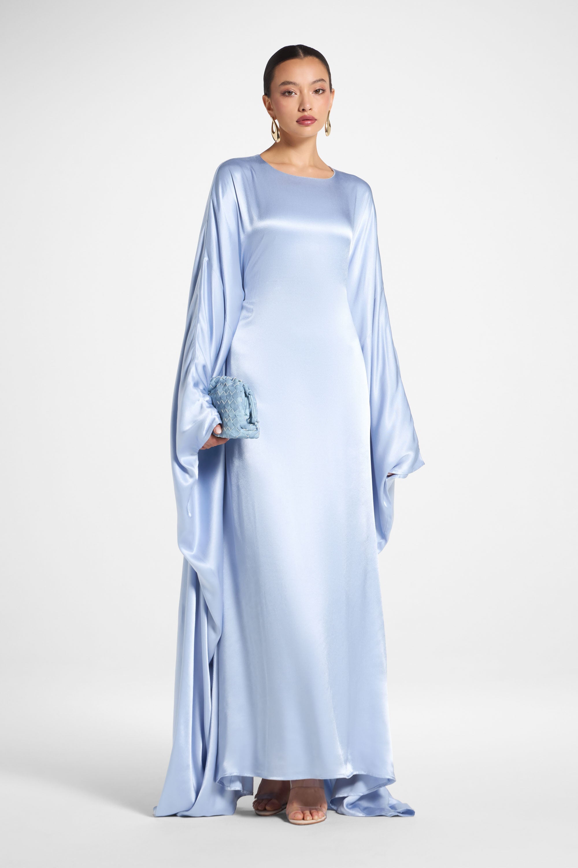 Selene Silk Butterfly Maxi Dress - Pastel Blue