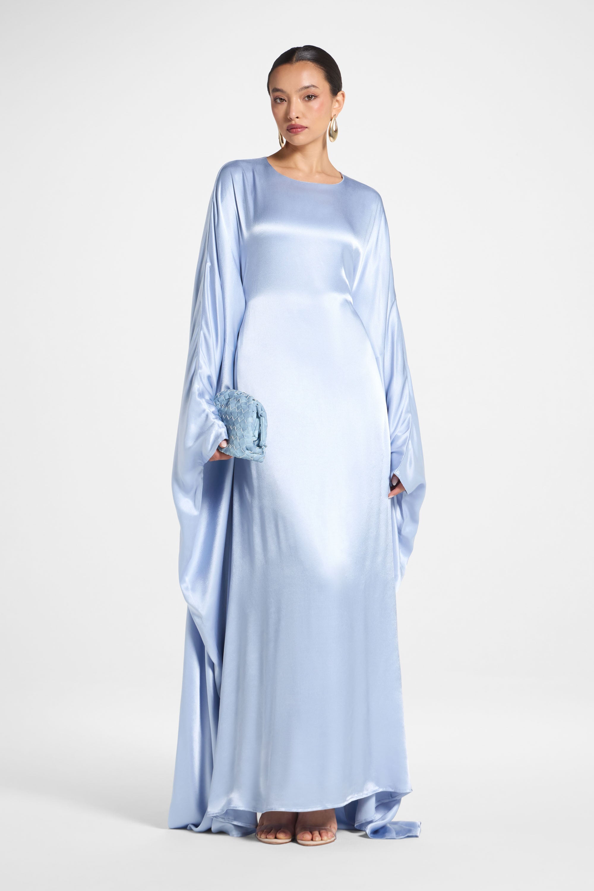 Selene Silk Butterfly Maxi Dress - Pastel Blue