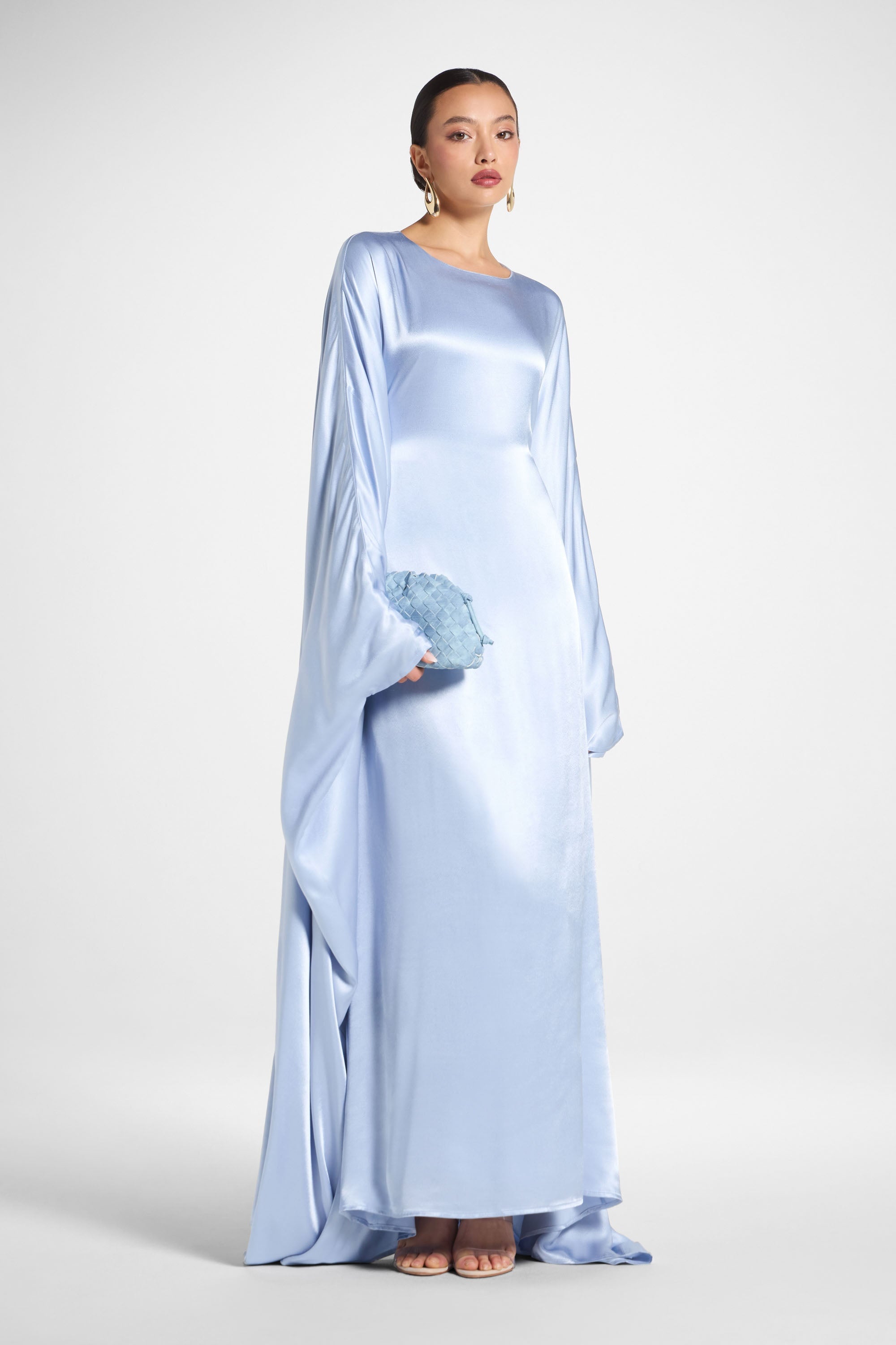 Selene Silk Butterfly Maxi Dress - Pastel Blue