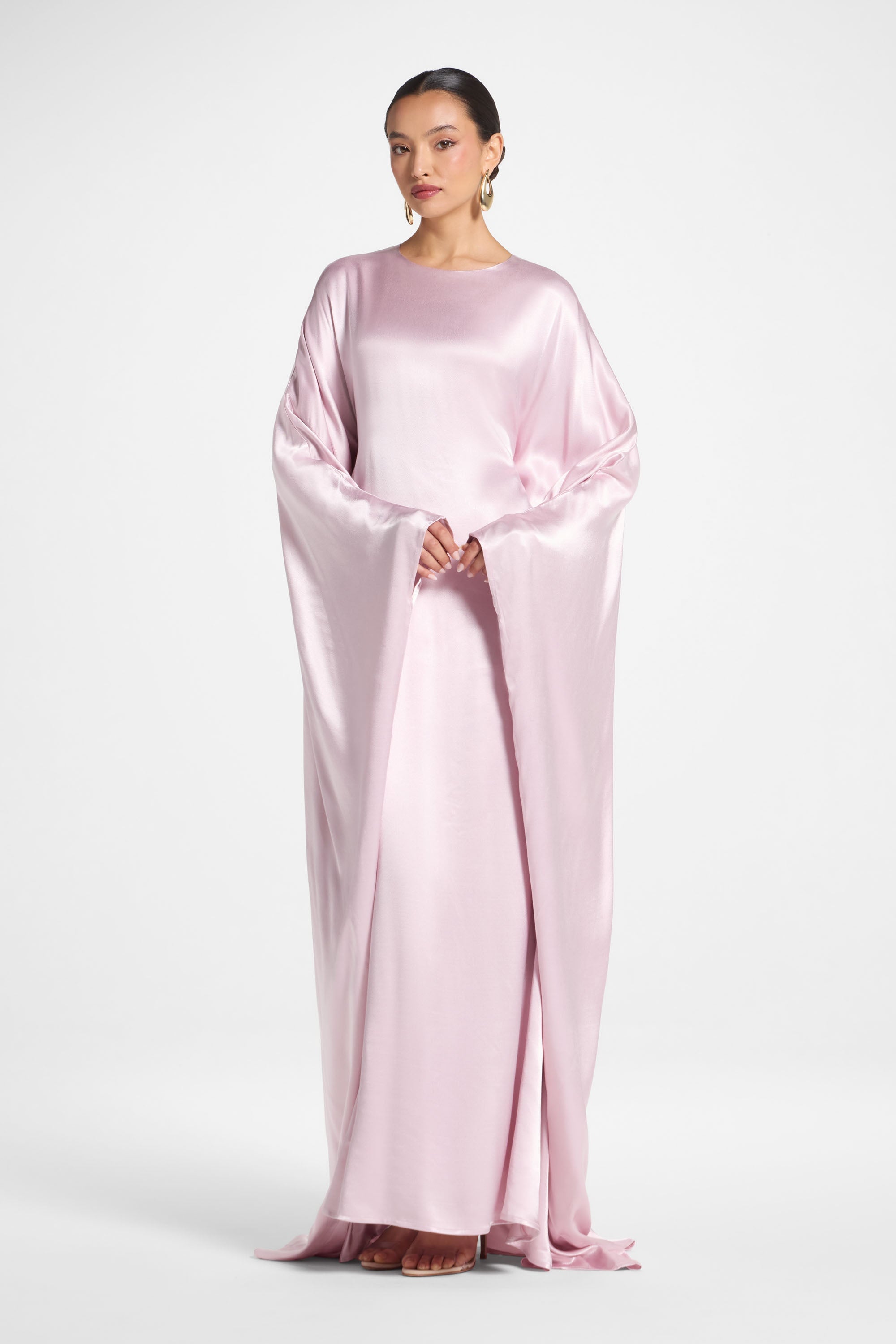 Selene Silk Butterfly Maxi Dress - Pastel Pink