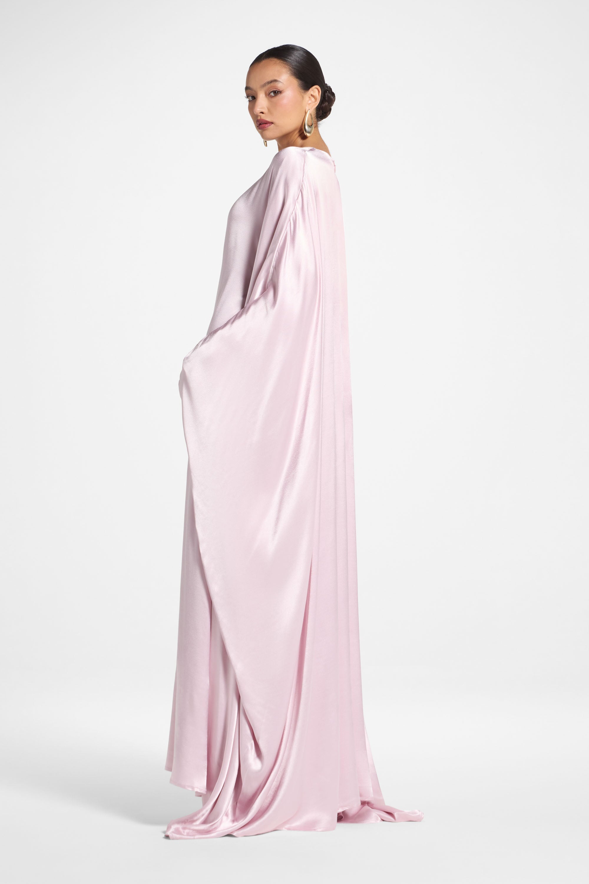 Selene Silk Butterfly Maxi Dress - Pastel Pink