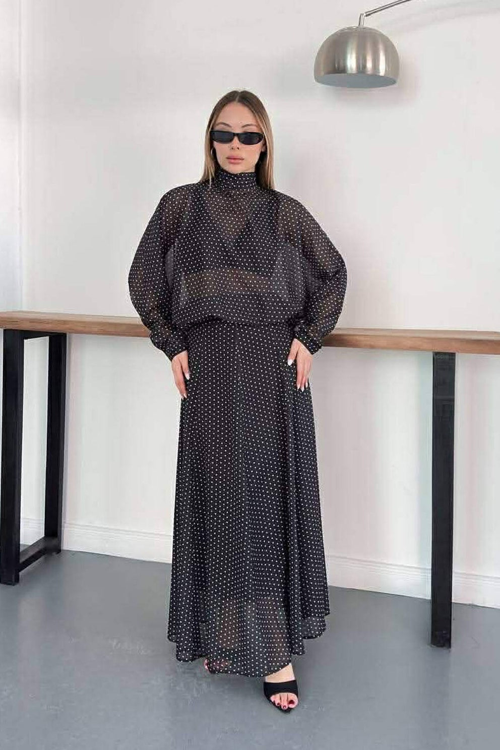 Zaro Polka Dot Blouse Skirt Set