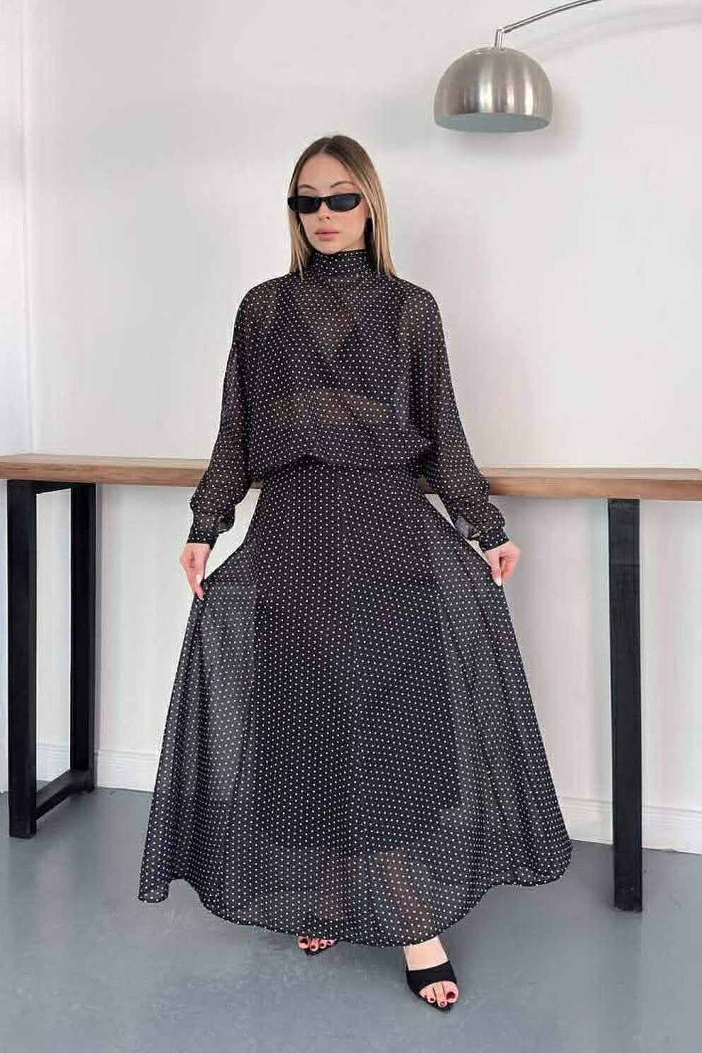 Zaro Polka Dot Blouse Skirt Set