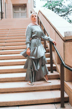 Noraya Premium Layered Satin Evening Wear-Green