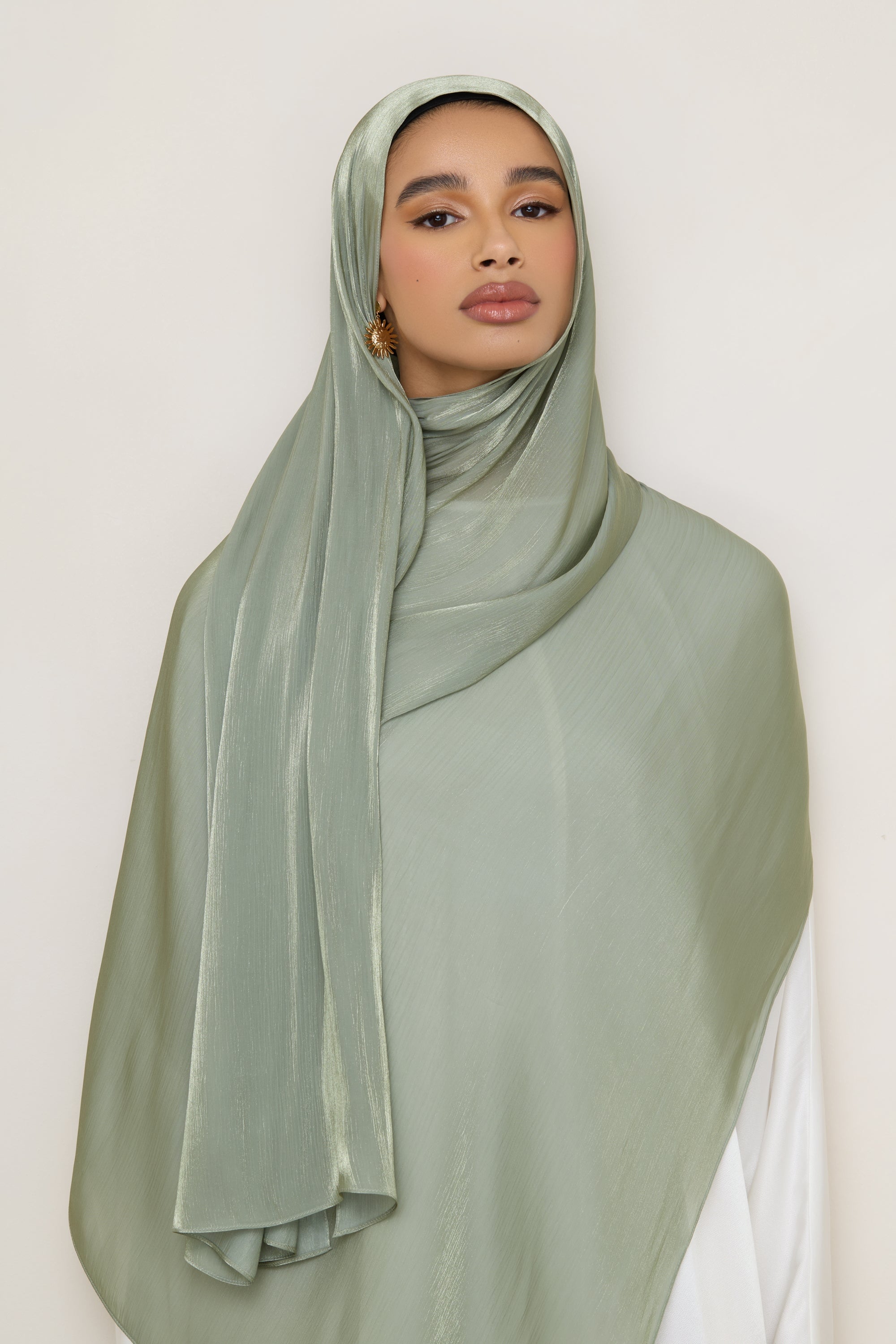 Shimmer Chiffon Hijab - Sage