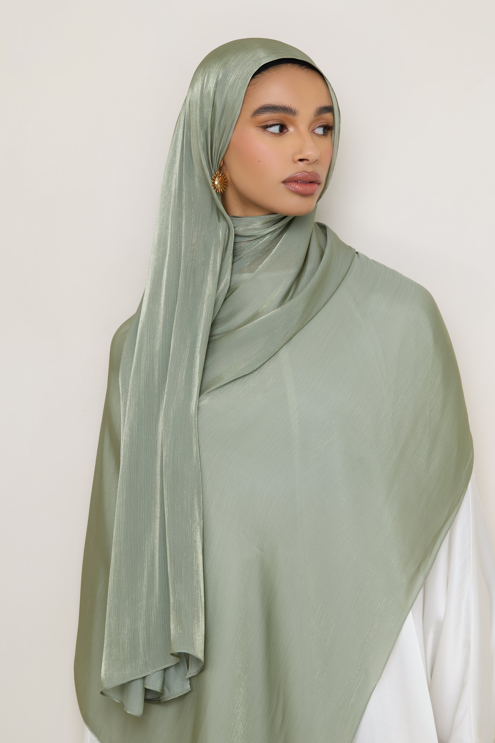 Shimmer Chiffon Hijab - Sage