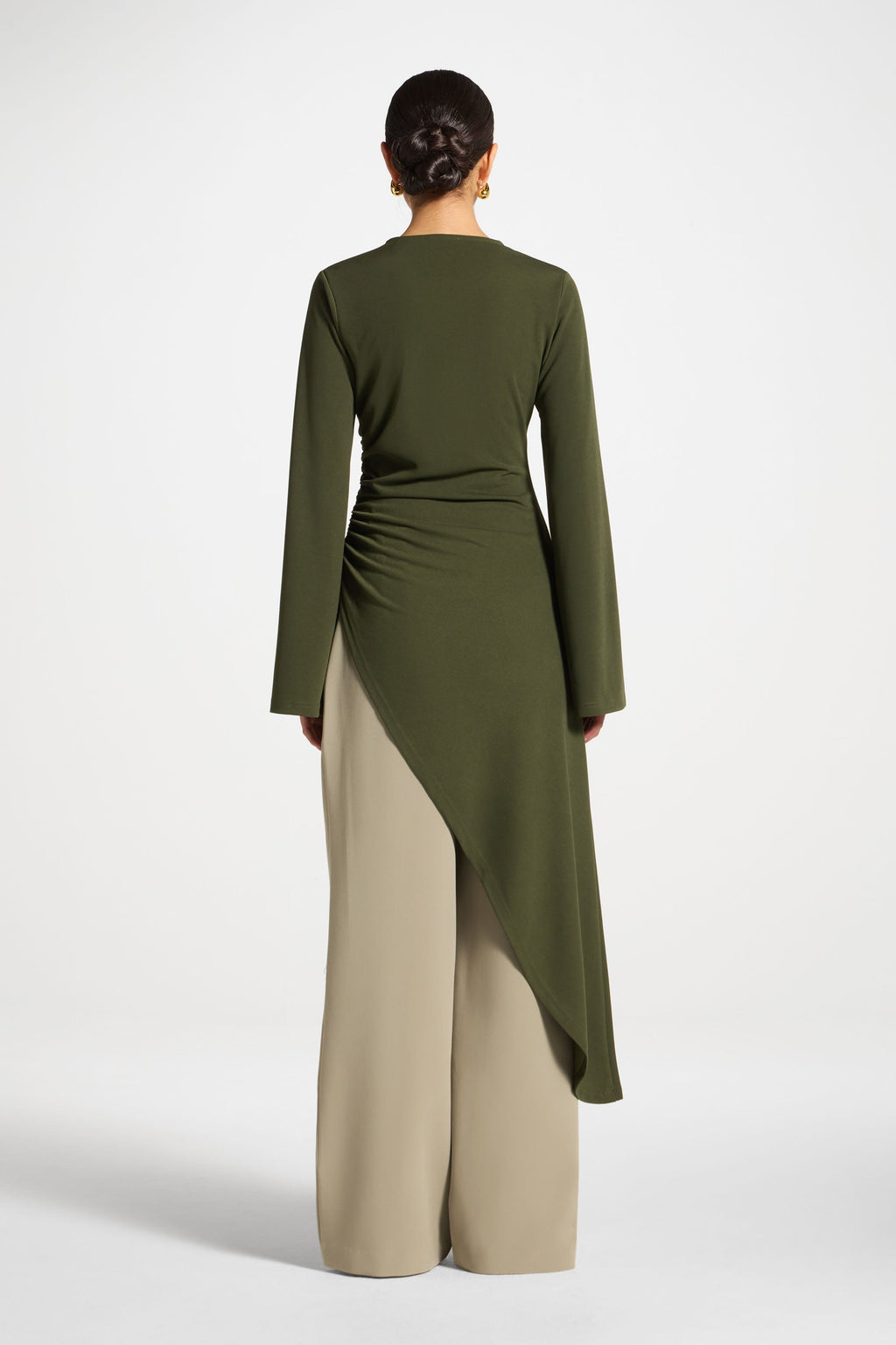 Signature Stretch Midi Tunic Top - Olive