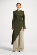 Signature Stretch Midi Tunic Top - Olive