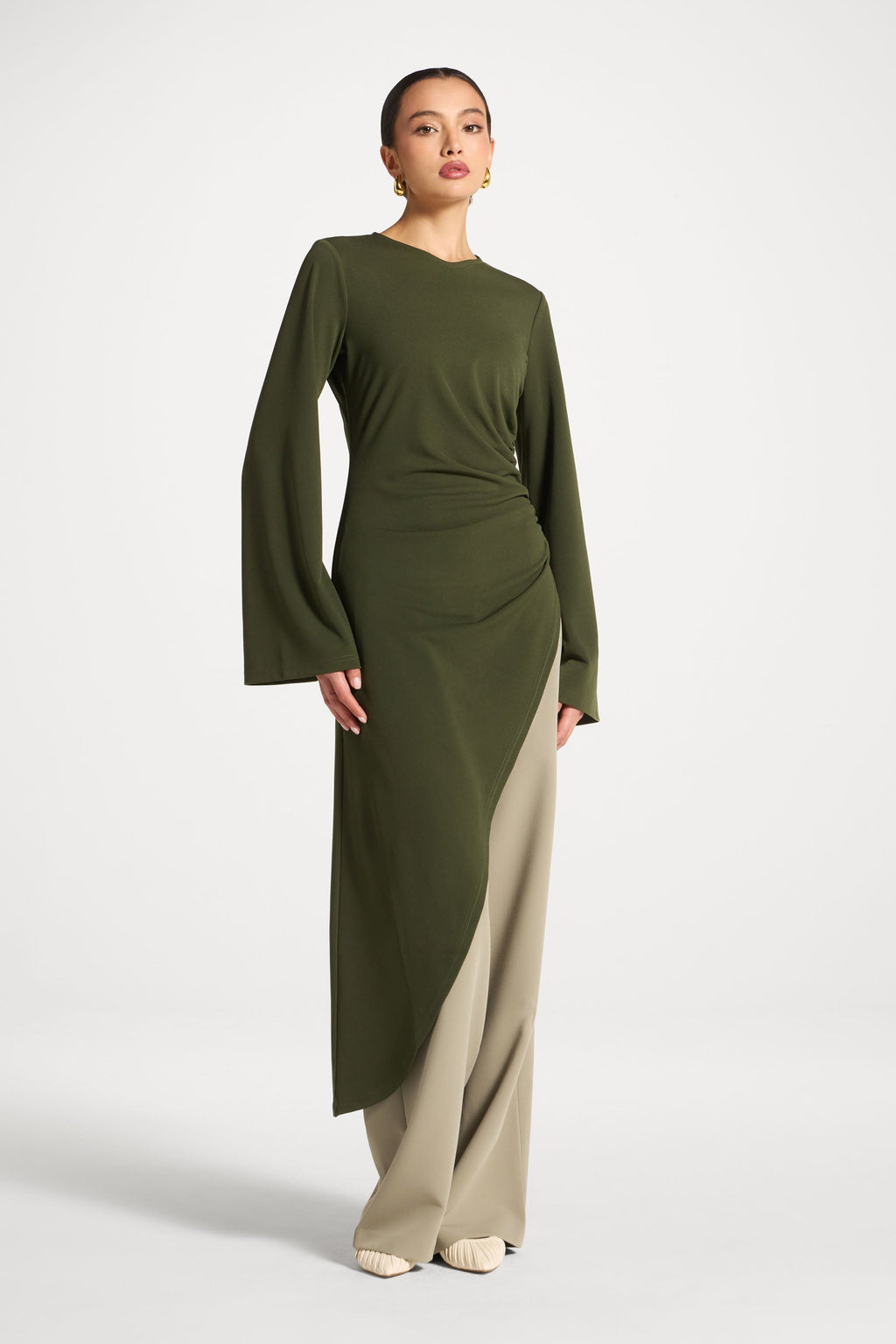Signature Stretch Midi Tunic Top - Olive