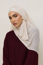 حجاب مخطط مطاطي - بيج