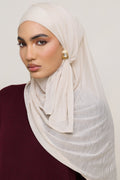 حجاب مخطط مطاطي - بيج