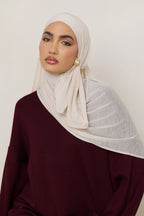 حجاب مخطط مطاطي - بيج
