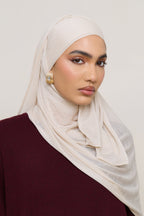 حجاب مخطط مطاطي - بيج