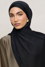 حجاب مخطط مطاطي - أسود