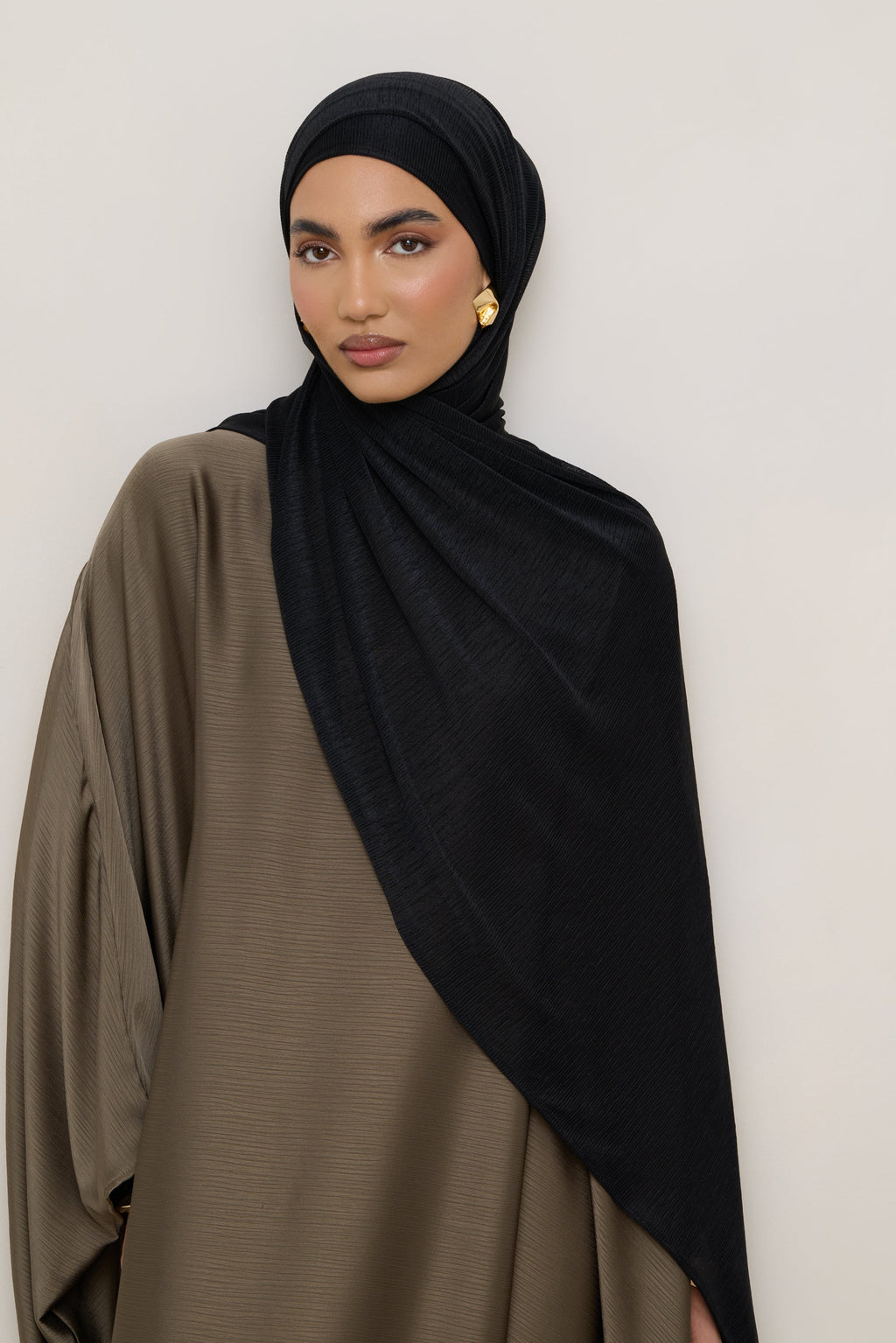 Stretch Stripe Hijab - Black