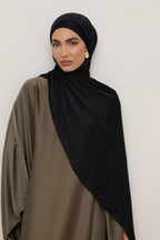 حجاب مخطط مطاطي - أسود