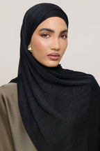 حجاب مخطط مطاطي - أسود