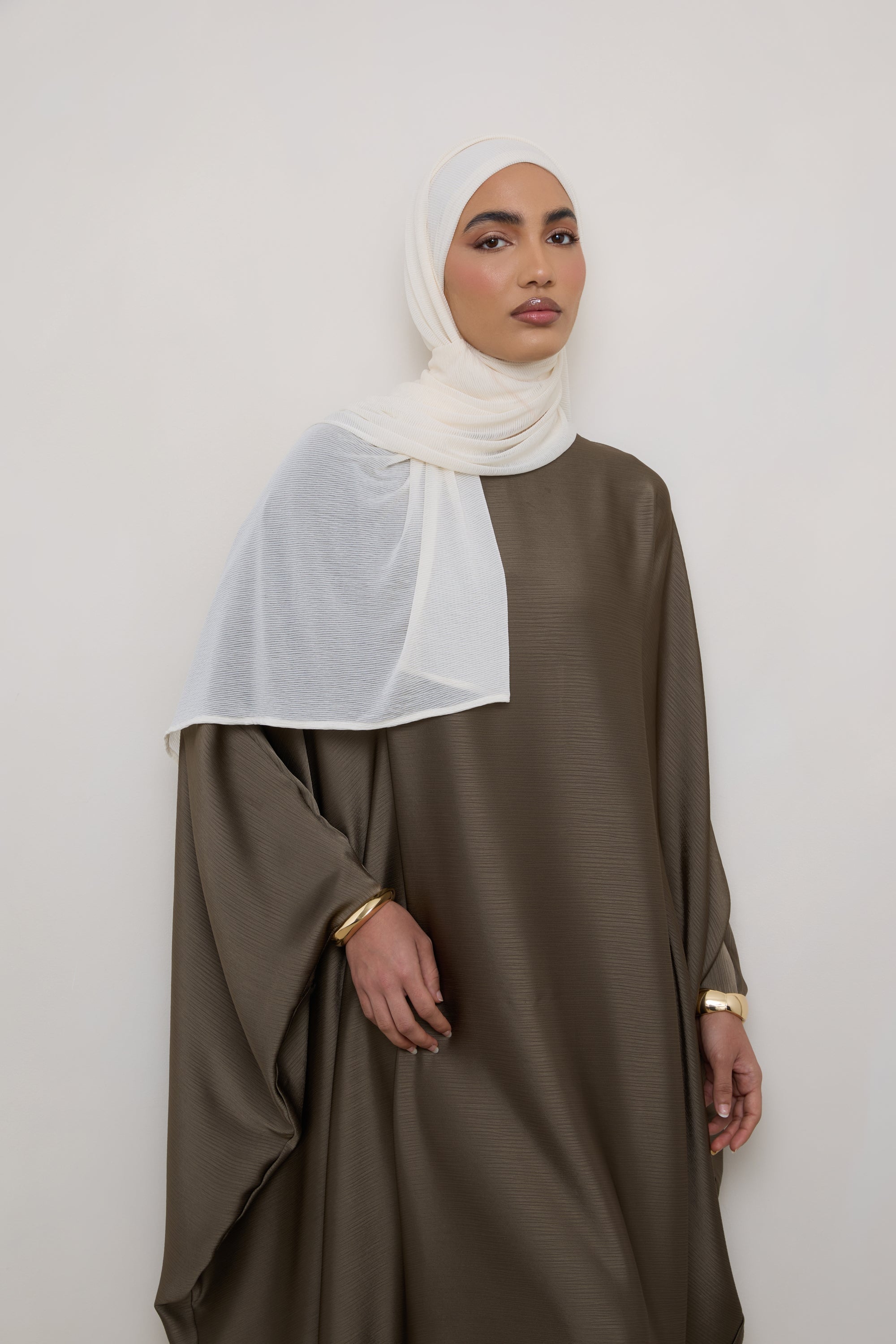 Stretch Stripe Hijab - Ivory