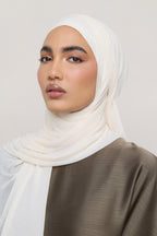 حجاب مخطط مطاطي - عاجي