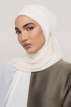 حجاب مخطط مطاطي - عاجي