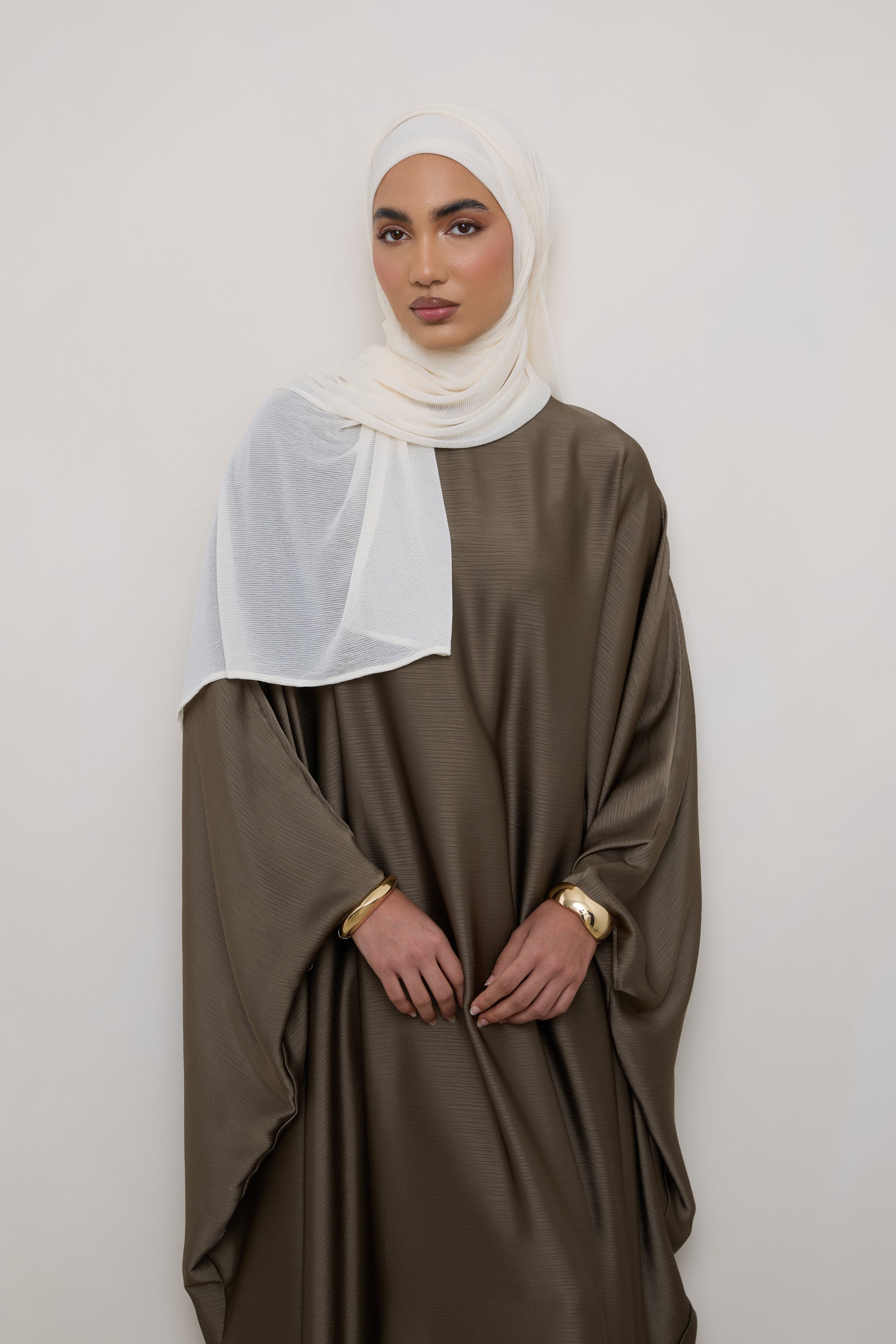 Stretch Stripe Hijab - Ivory