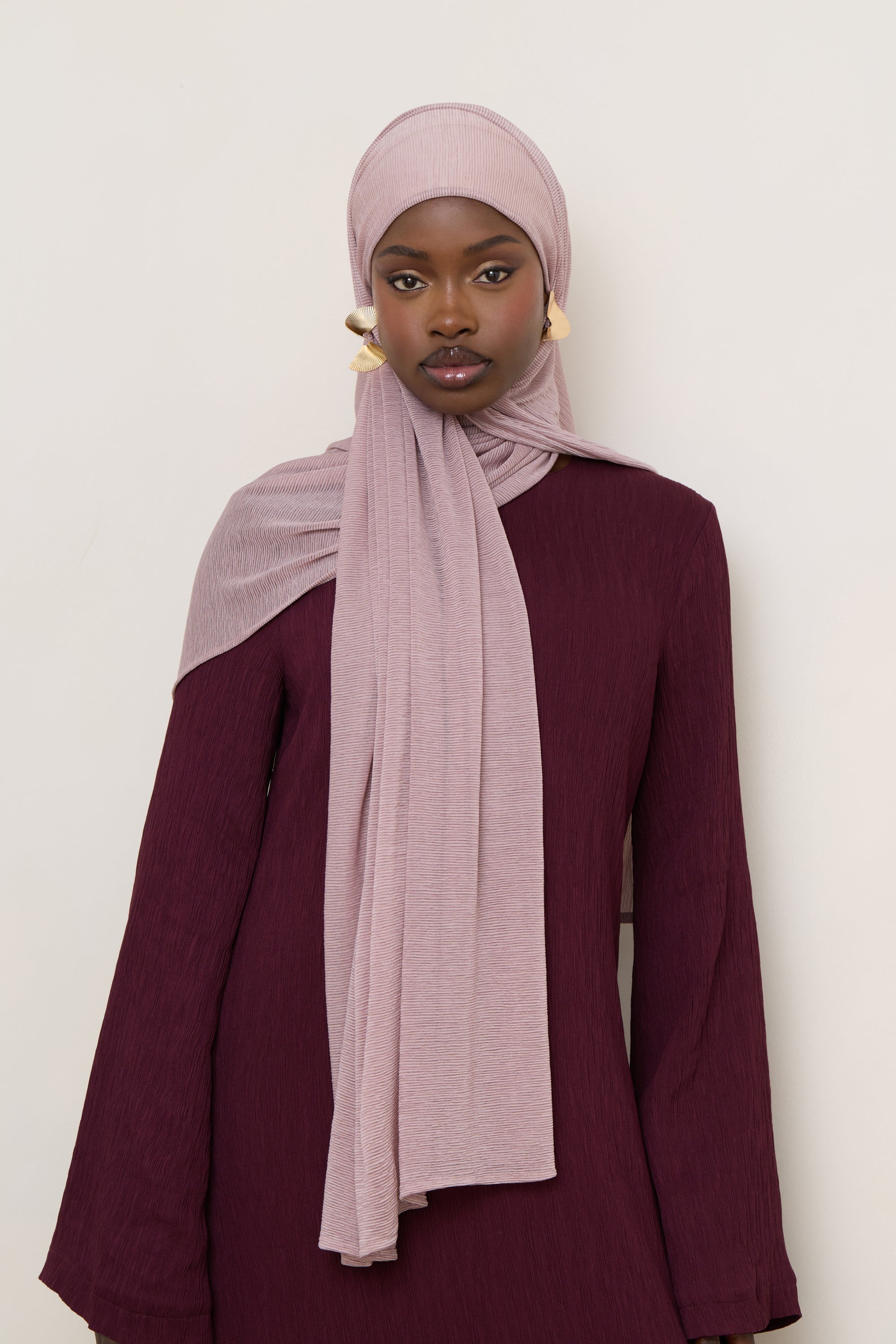 Stretch Stripe Hijab - Milky Pink