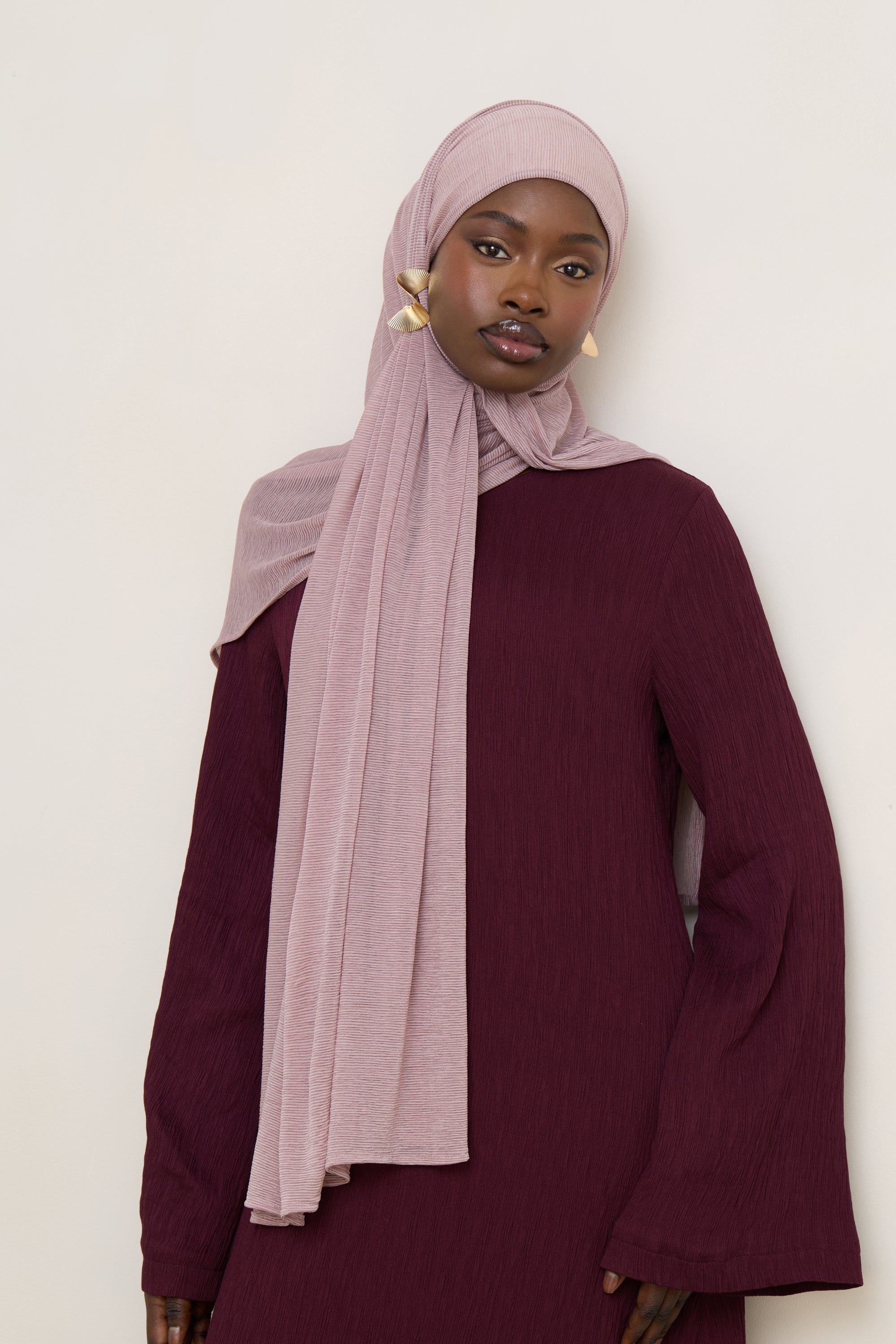 Stretch Stripe Hijab - Milky Pink