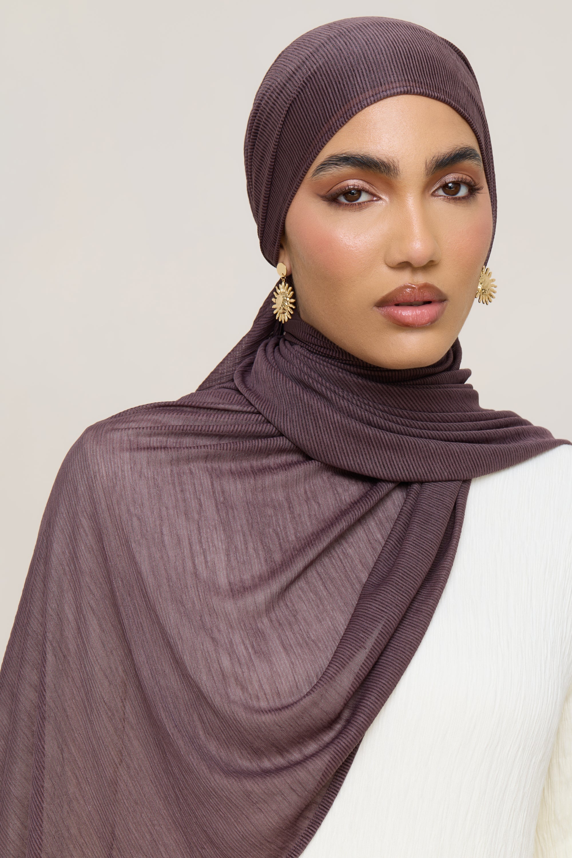 Stretch Stripe Hijab - Plum