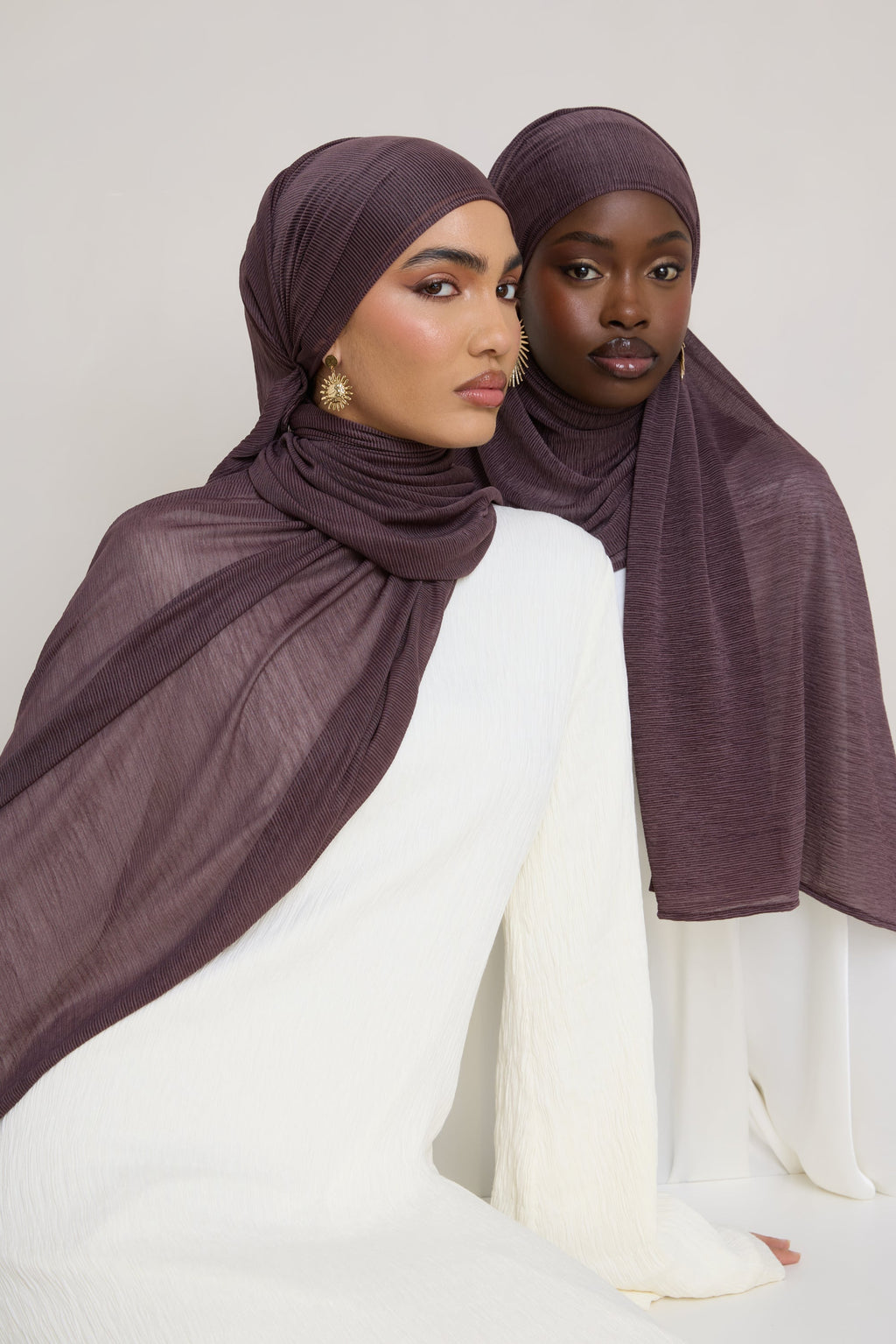 Stretch Stripe Hijab - Plum