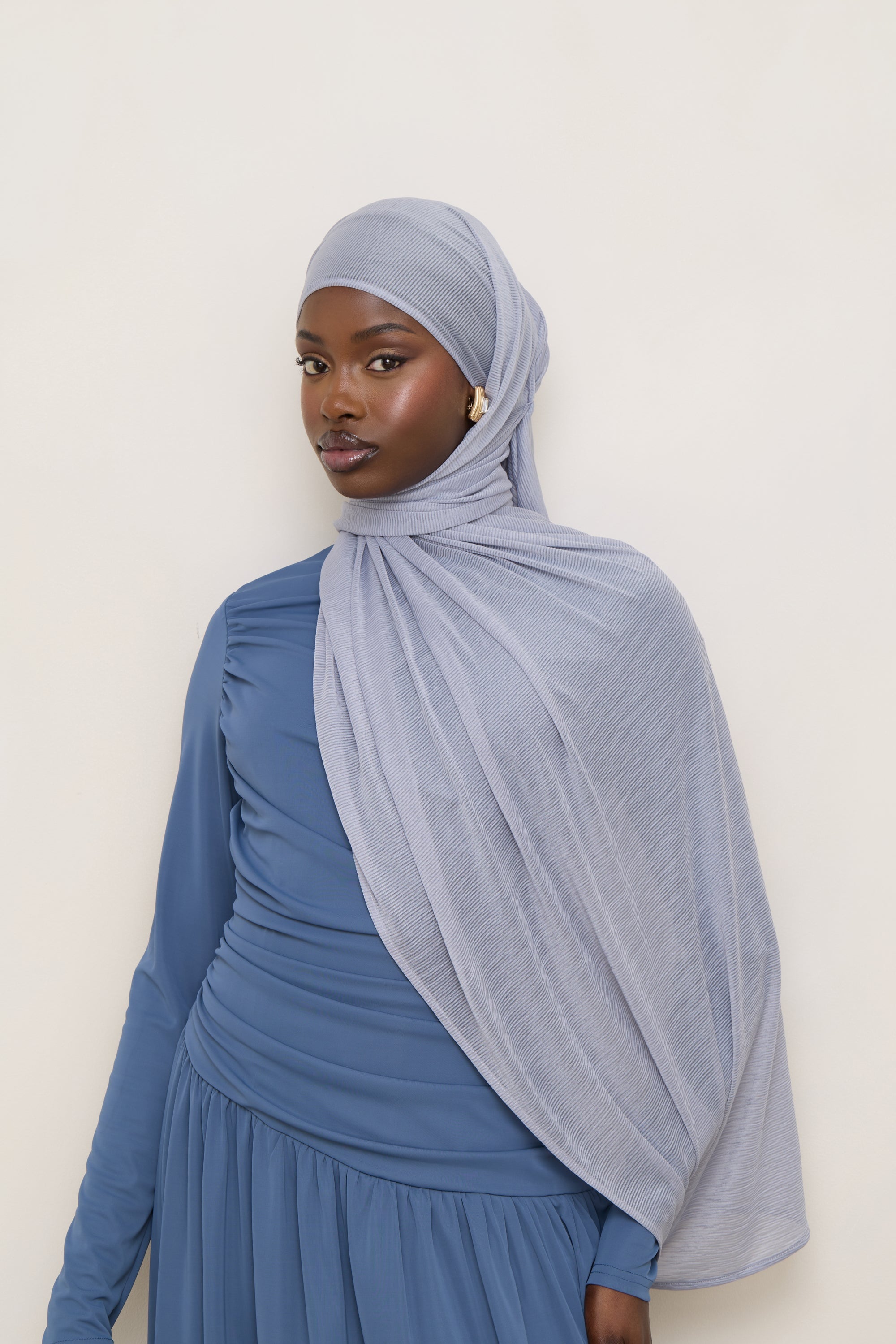Stretch Stripe Hijab - Sky