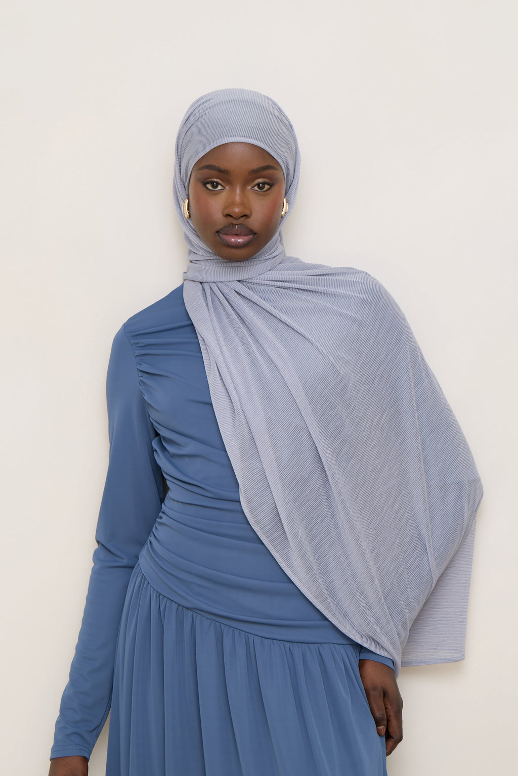 Stretch Stripe Hijab - Sky