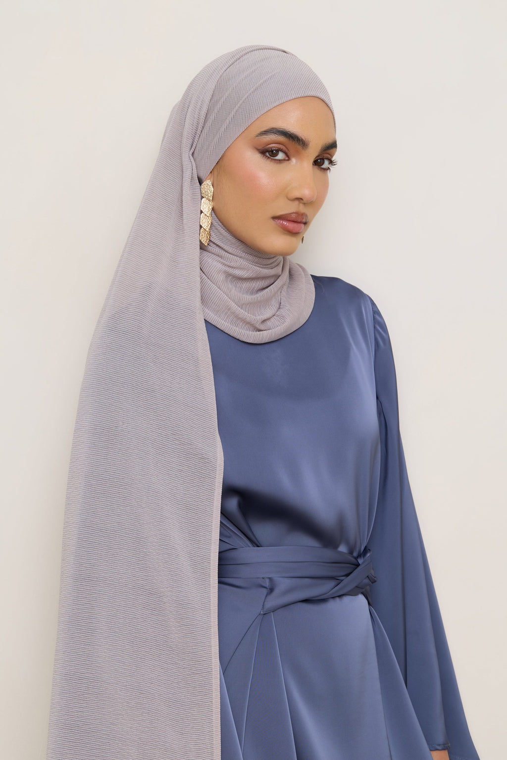 Stretch Stripe Hijab - Taupe