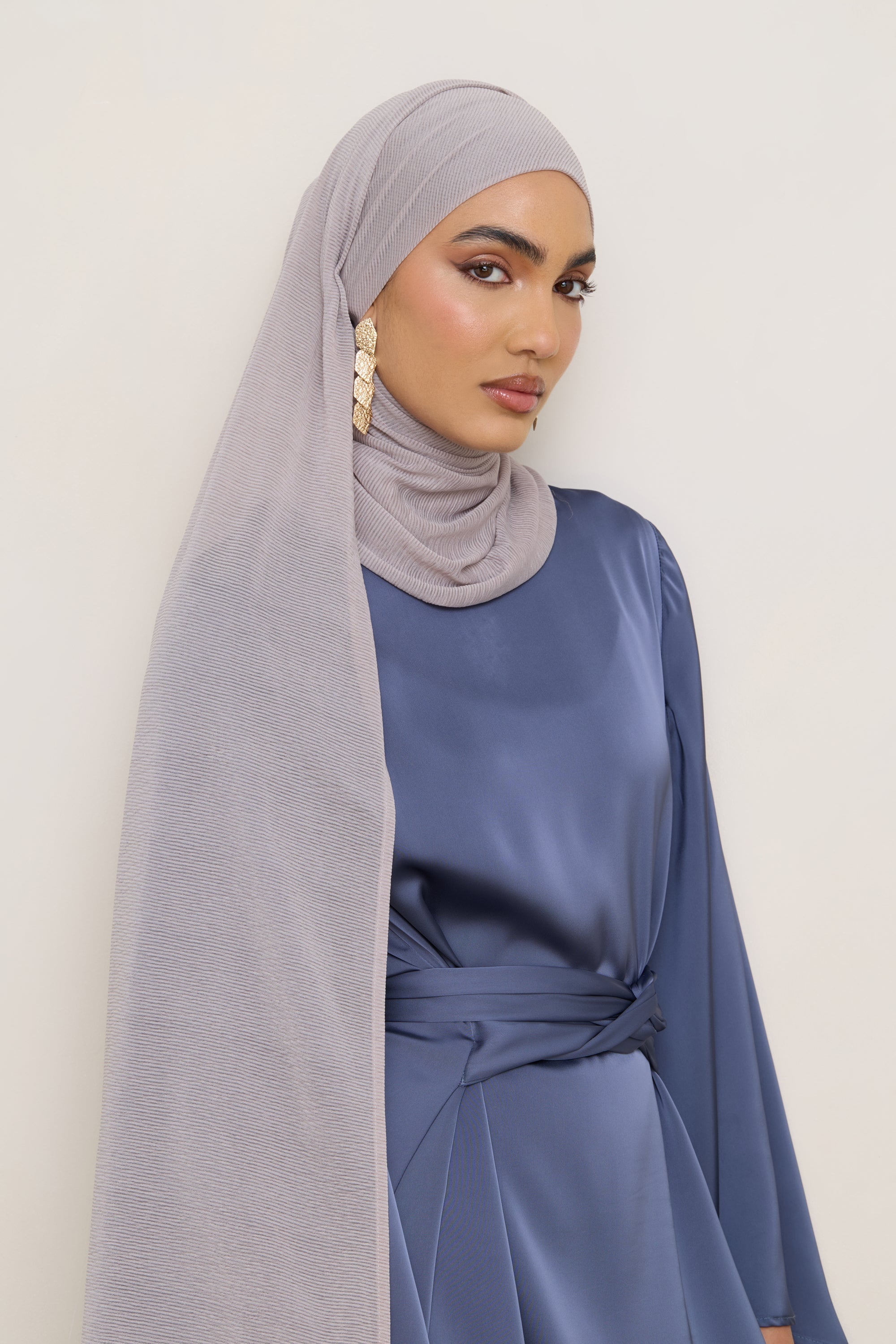 Stretch Stripe Hijab - Taupe