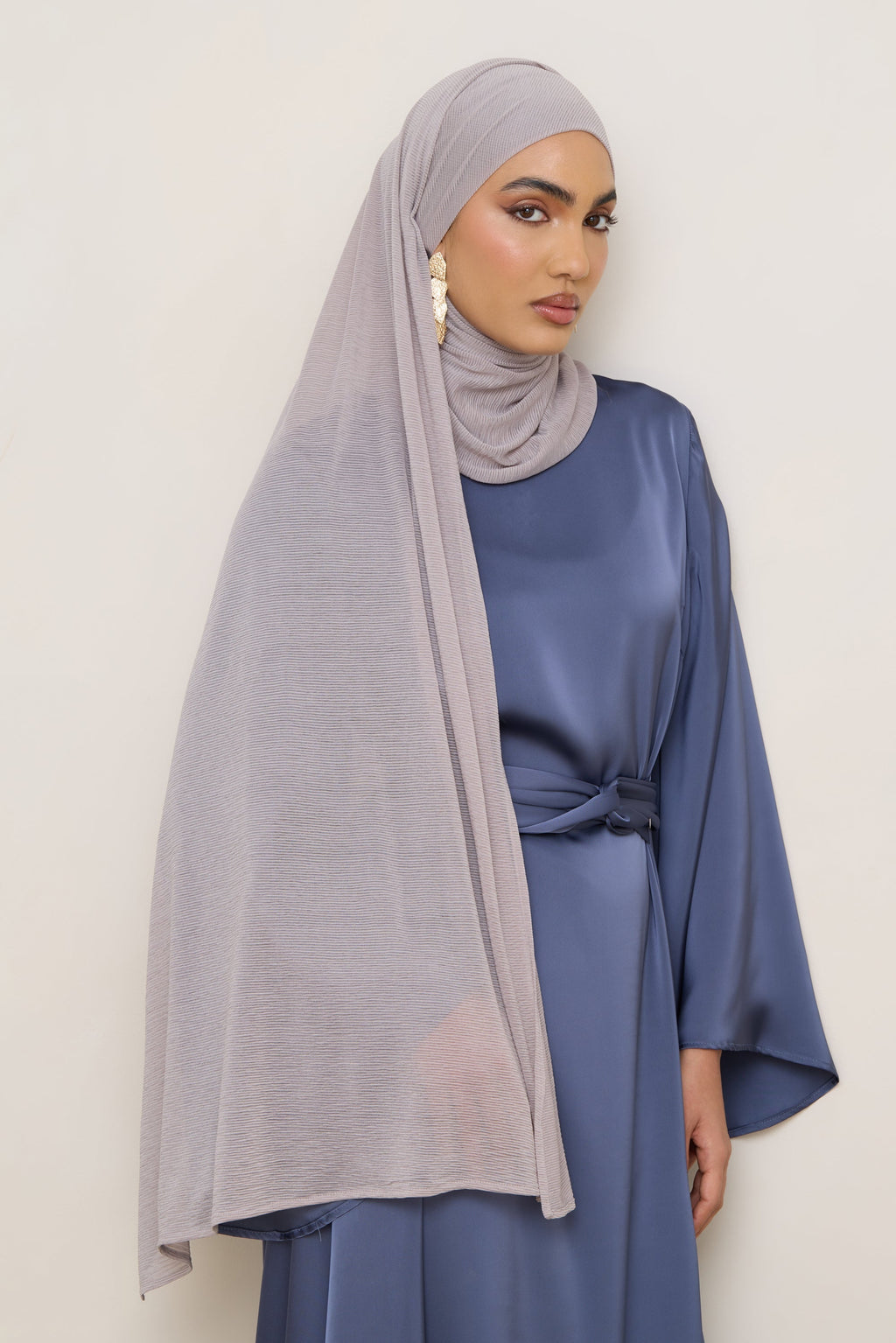 Stretch Stripe Hijab - Taupe