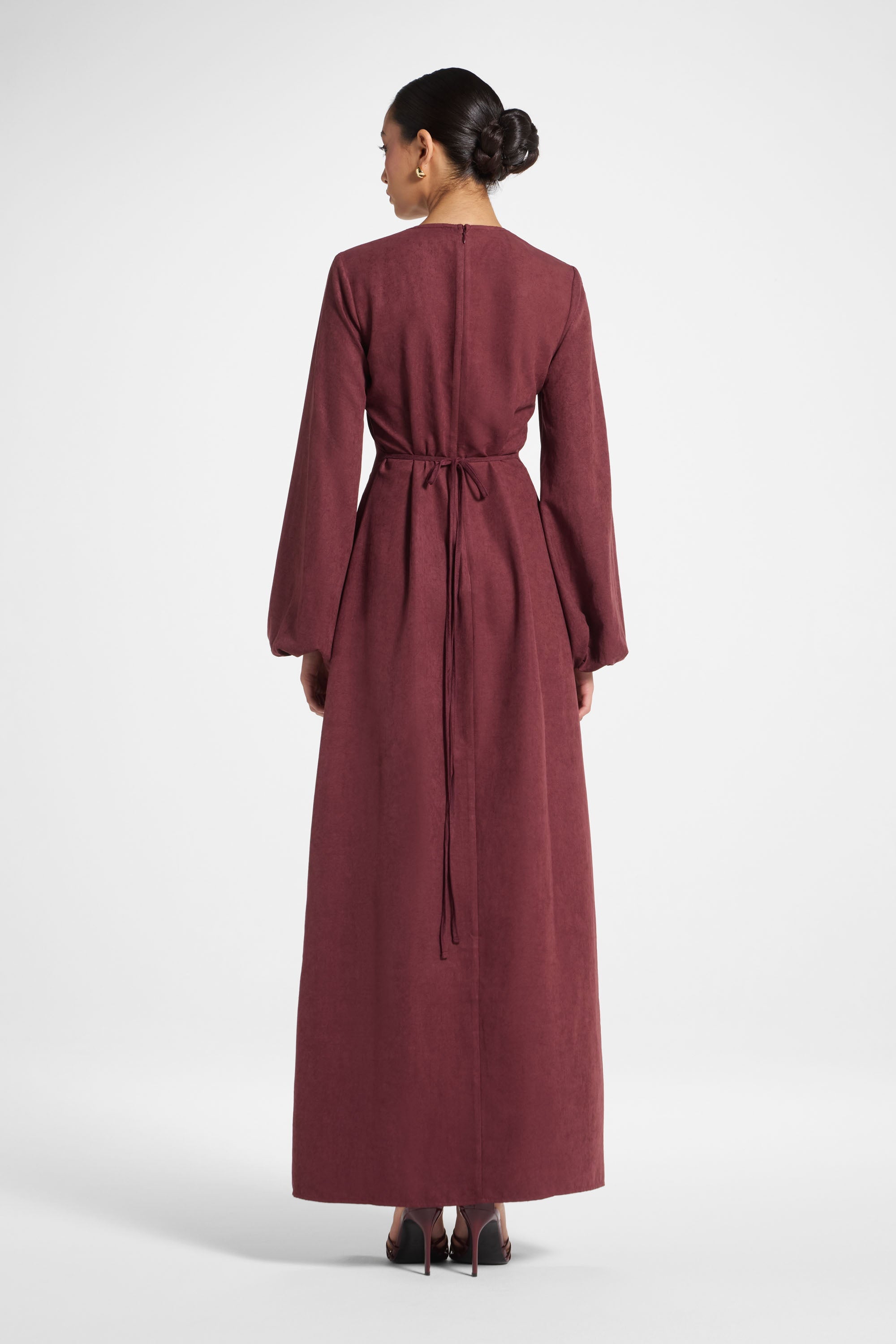 Suede Maxi Dress - Fig
