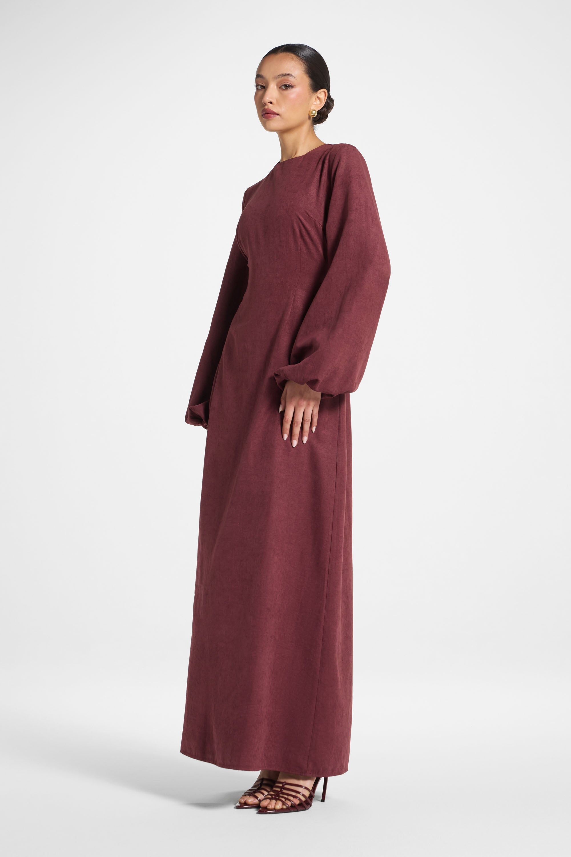 Suede Maxi Dress - Fig