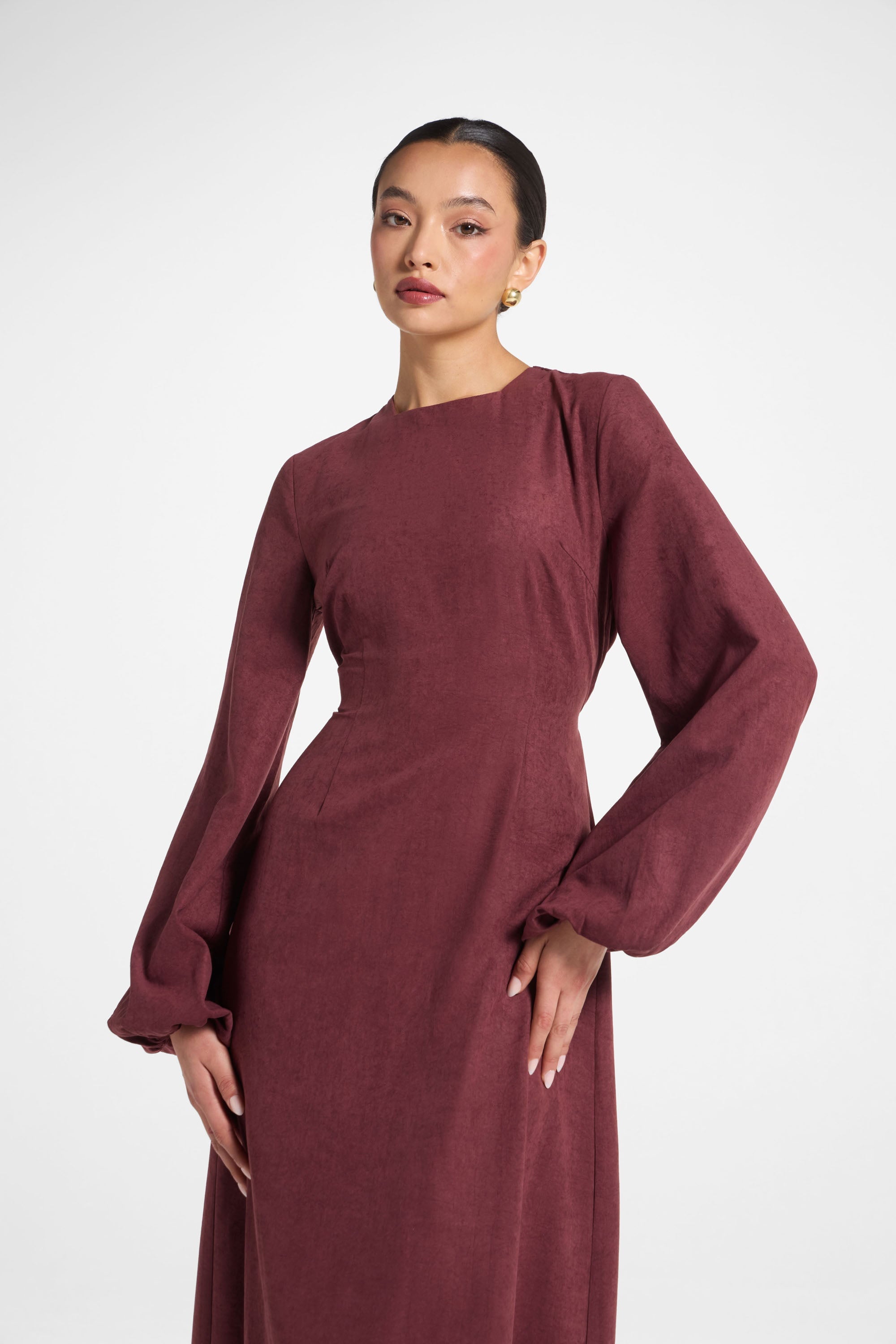 Suede Maxi Dress - Fig