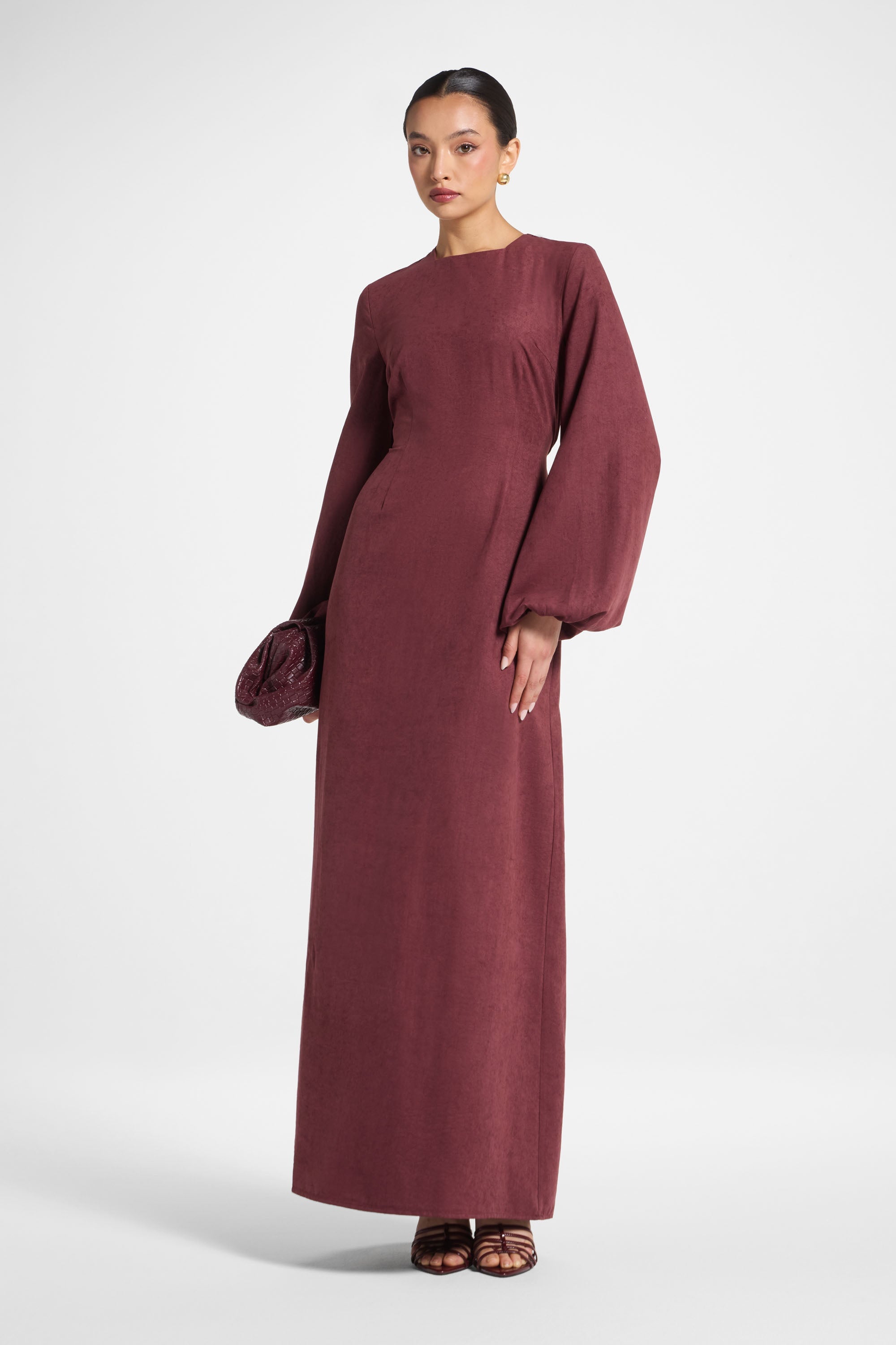 Suede Maxi Dress - Fig