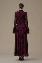 Kaia Twist Front Flare Sleeve Maxi-Wine
