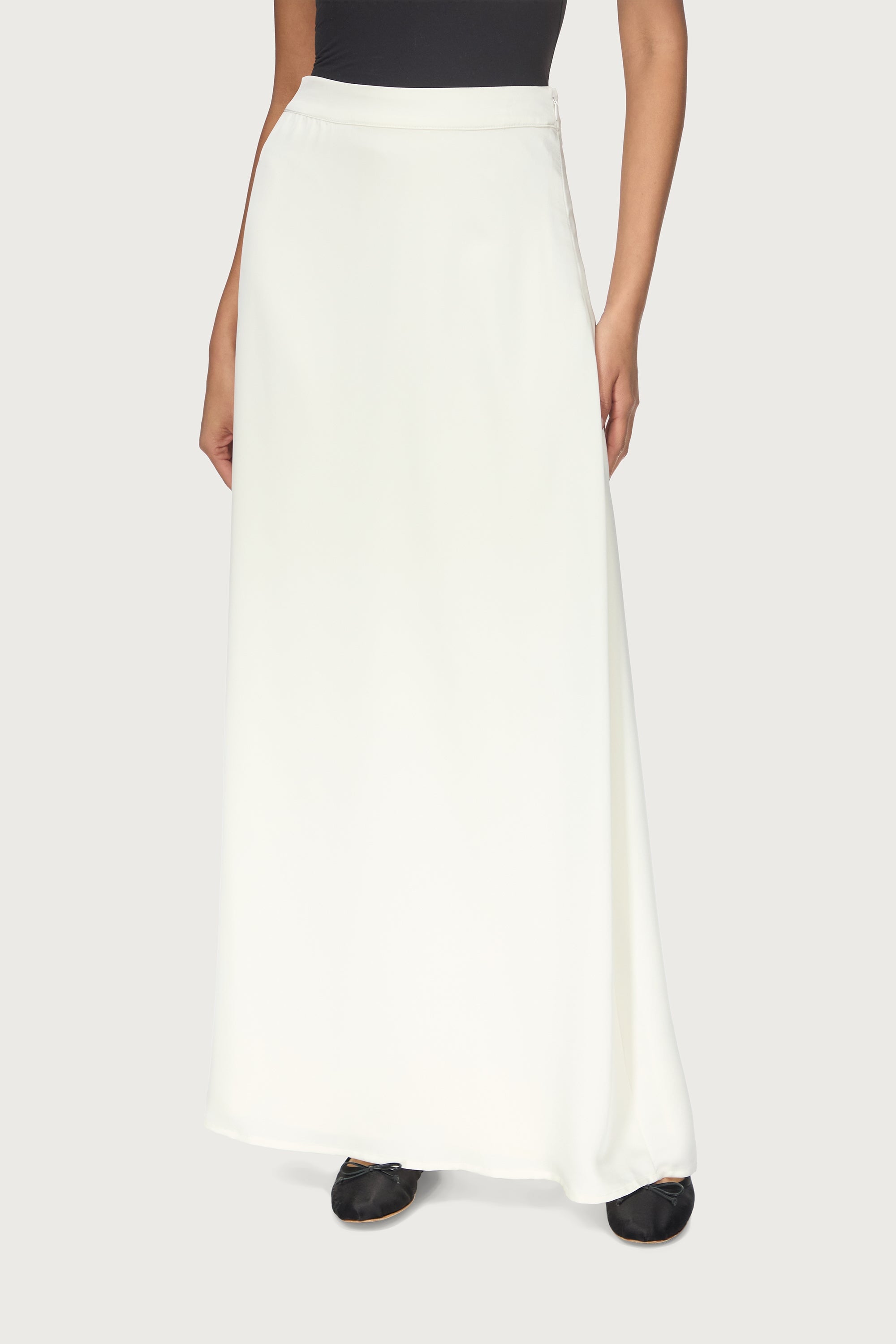 Tencel Silk A-Line Maxi Skirt - Ivory