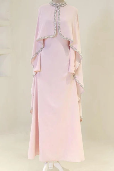Liora Crystal Trim Cape Overlay Maxi