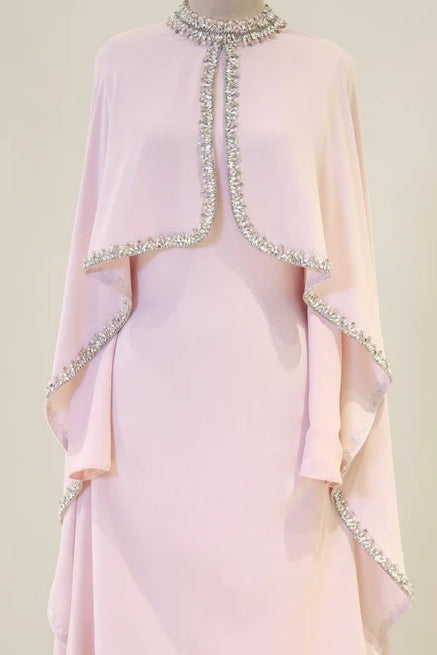 Liora Crystal Trim Cape Overlay Maxi