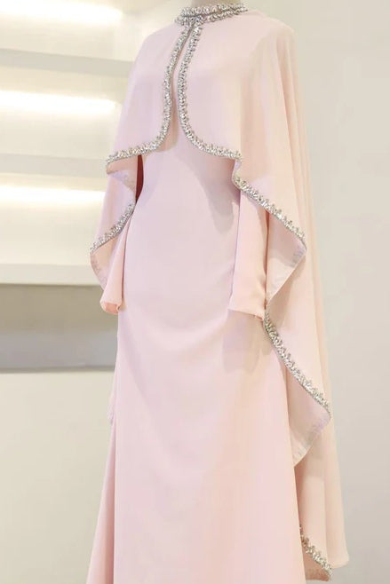 Liora Crystal Trim Cape Overlay Maxi