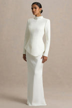 Sculpted Asymmetric Peplum Maxi Dress