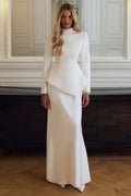 Sculpted Asymmetric Peplum Maxi Dress