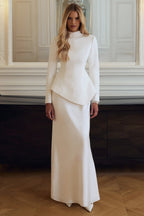 Sculpted Asymmetric Peplum Maxi Dress