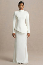 Sculpted Asymmetric Peplum Maxi Dress