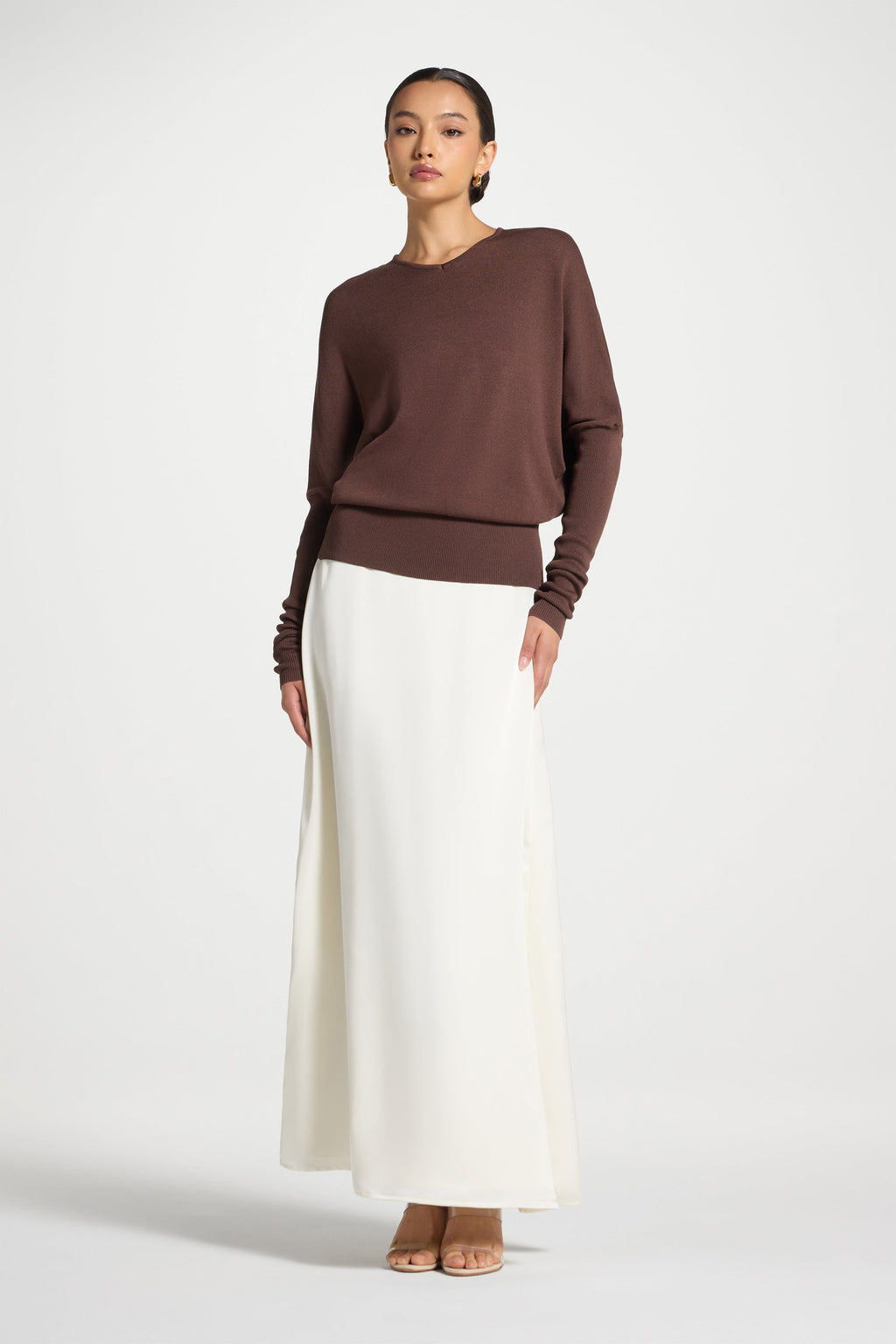 Tencel Silk A-Line Maxi Skirt - Ivory
