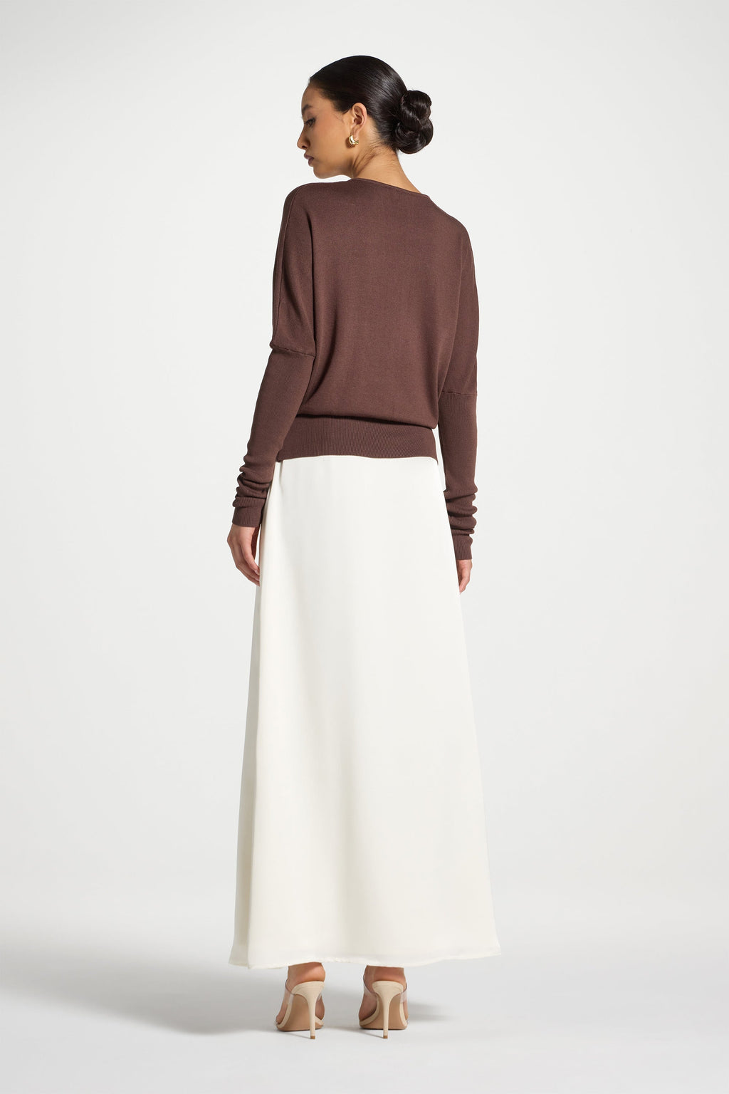 Tencel Silk A-Line Maxi Skirt - Ivory
